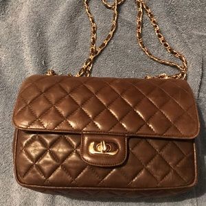 SALE Vtg. Double flap Lambskin quilted handbag